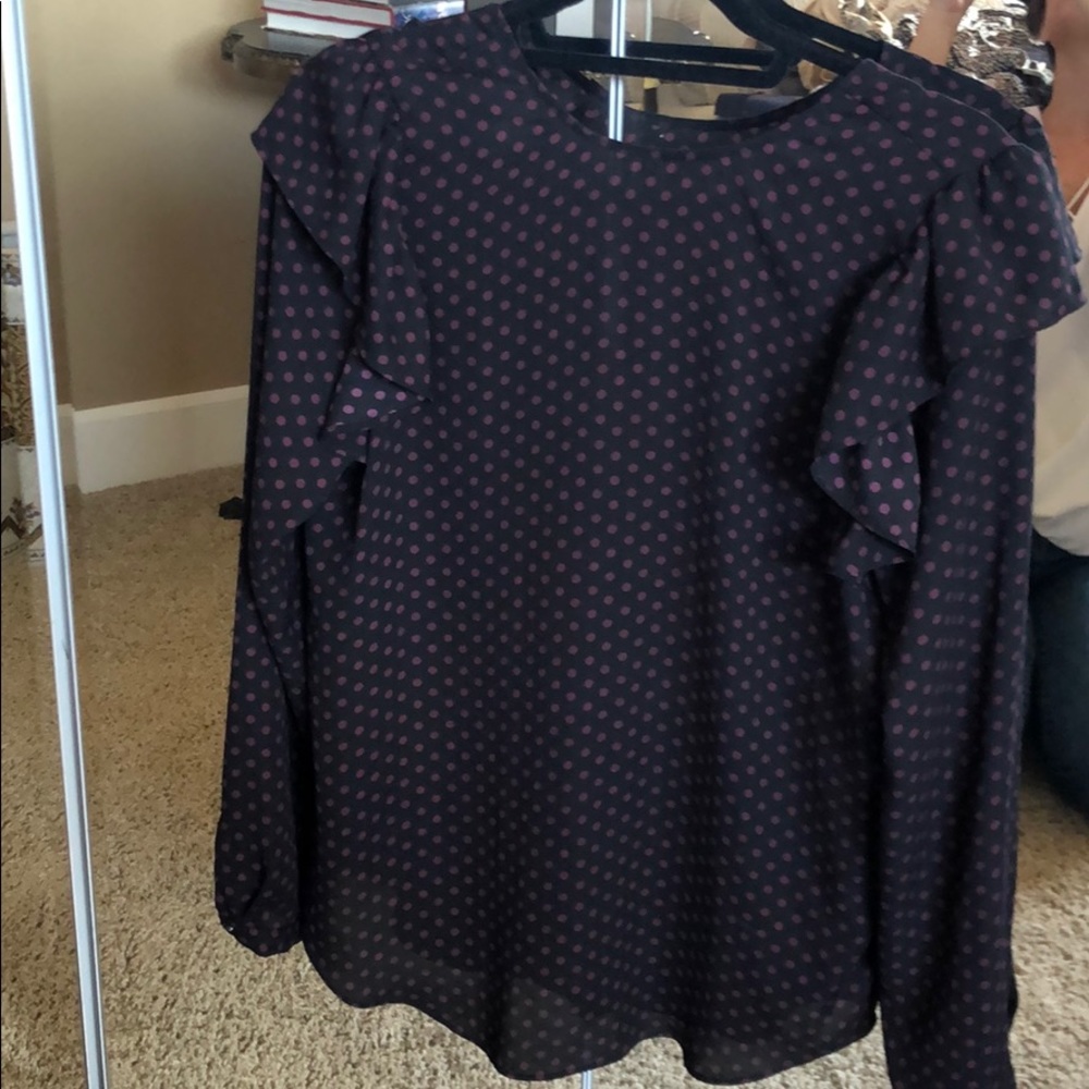 Size XS polka dotted long sleeve blouse